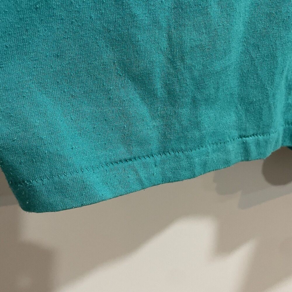 Vintage T-SHIRT Western Core Cowgirlcore Conchos Teal Fringe Size L 80'S - Picture 4 of 5